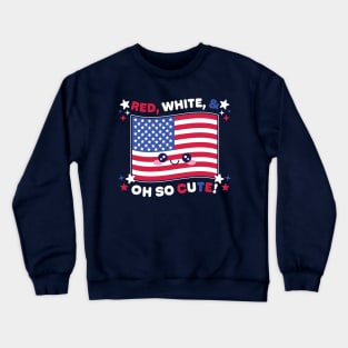 Red, White, and Oh So Cute! Patriotic Kawaii American Flag Crewneck Sweatshirt